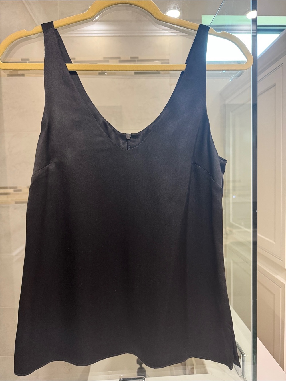 Amanda Uprichard Black V-Neck Silk Camisole